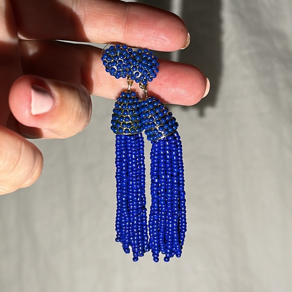 Sugarfix by Bauble Bar Cobalt Blue Beaded Tassel Earrings - Picture 4 of 5